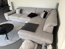 Eckcouch Wohnzimmercouch Sitzgarnitur mit verstellbaren Rückenlehnen grau TOP