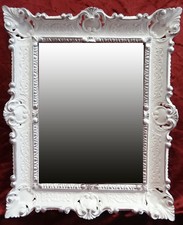 WANDSPIEGEL WEIß SILBER ANTIK BAROCK BAD FLUR FRISIERSPIEGEL RECHTECKIG 56x46 2
