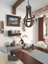 Deckenlampe Landhaus Industrial-Stil Holz Metall Wohnzimmer Deckenleuchter 