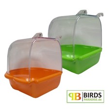 Vogelbadewanne - Vogel Badehaus Badehäuschen für Wellensittiche - orange o. grün