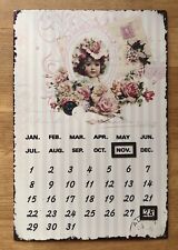 Dauerhafter Jahreskalender, Clayre Eef Nostalgie, 36x24 cm, Rosen, Blech Magnet 
