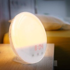 HandyLUX ComfyWake LED-Tageslicht-Wecker Komfort LED Wecker in Holzoptik Braun