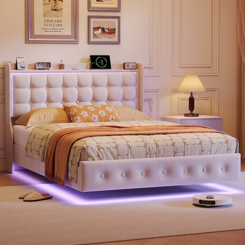 Polsterbett doppelbett mit led - polsterbett,