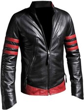 XMEN XO Wolverine Logan's Vintage Biker Black Genuine Cowhide Leather Jacket