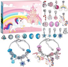 Schmuck Kinder Adventskalender 2025 – 24 Armband Charms – Einhorn & Weihnachten