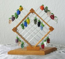 STÄNDER - 10 BOWLESPIESSE - 12 GLASMERKER - W-TRAUBEN - GLAS - LAUSCHA - VINTAGE