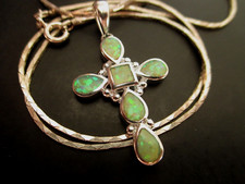 VINTAGE FEUEROPAL SILBER KREUZ