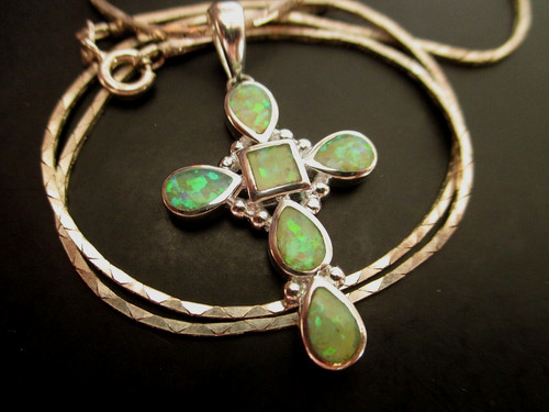 Vintage feueropal silber kreuz - vintage,