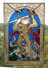 Bleiverglasung, Glasbild, Fensterbild, St. Georg, Heiliger, Drachentöter, Relief