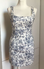 CHRISTIAN LACROIX Mini Kleid Weiß Blau Tapestry Toile De Jouy S 36 Elastisch