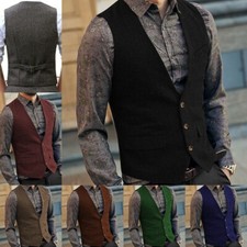 Formal Herren Anzug Tweed Weste Wolle Herringbone Retro Hochzeit Bräutigam Jagd
