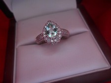 Paraiba Turmalin/Diamant Damen Ring ca. 1,05 ct Natürlich in 750er/18K Weißgold