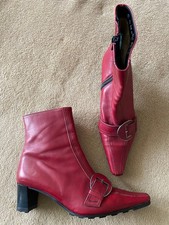coole Absatz-Stiefeletten rot Gr 38 ausgefallen echtes Leder
