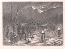 Eisstockschießen/Curling "Das Eisschießen in Steiermark" Orig.Holzstich von 1885