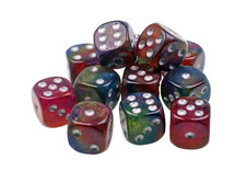 10 RPG Würfel Spiel Knobel Yahtzee w6 16 mm Arctic Fire m/silber Würfelzeit