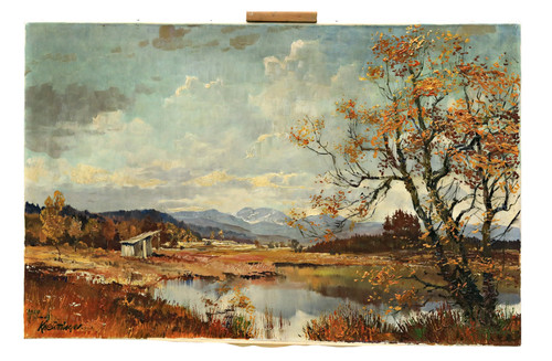ölbild berge see signiert - berge,