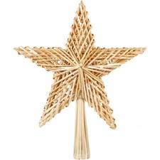 25 cm Christbaumspitze Weihnachtsbaumschmuck aus Stroh Strohstern Baumspitze
