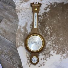 Wetterstation Barometer Echtholz Rustikal Antik Braun Gold Wand