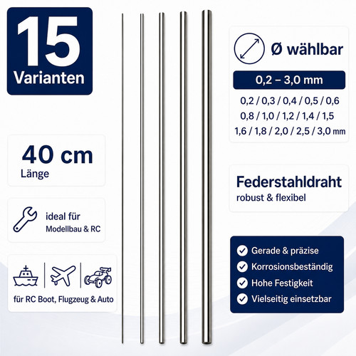 Federstahldraht 40cm modellbau - 40cm,