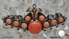 Korallenbrosche Silber Brosche mit Koralle antik Jugendstil Brooch Sammlerstück