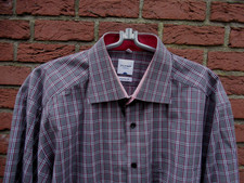 Olymp Tendenz, Herrenhemd, Gr. 42, schwarz/braun/weiß/rot, regular fit, Langarm