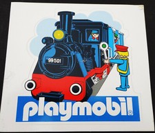 Werbe-Aufkleber Playmobil Dampflok Lokomotive Bahn 80er Spielfiguren Spielzeug