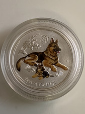 Silbermünze Jahr des Hund farbig 9999er Silber OVP 2018 Lunar 25 Cts. colored