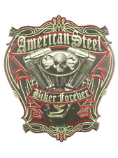 Blechschild American Steel Biker Forever USA 45 cm Garage Deko V2 Motor Club 1%