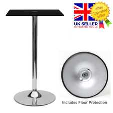 60 cm Quadratischer Tisch Hart Schwarz Glas Küche Esszimmer Bar Tisch Chrom Oberfläche