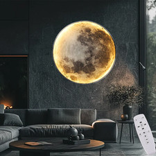 Modern Mond Wandleuchte Wohnzimmerlampe,3D Rund Deckenlampen ,Für Schlafzimmer