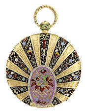 Louis Audemars Brassus Geneve Gold Emaille Taschenuhr springende Stunde Rarität 