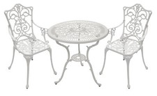 Sitzgruppe Gartenset Gartenmöbel Gartengarnitur LUGANO 3-teilig Alu Metall weiss