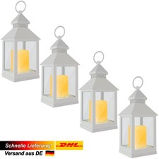 4x Deko Laterne m. LED Kerze flackernd Gartenleuchte Windlicht Hänge Lampe Eaxus