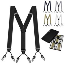 Hosenträger mit 6 starken Clips Herren Y Form schwarz weiß grau dunkelblau khaki