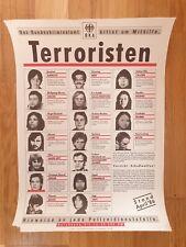 Original Fahndungsplakat  RAF / Gesuchte RAF-Terroristen, BKA, April 1986