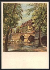 Künstler-AK sign. Walter Gemm: Alt-Halberstadt, Frühling an der Holtemme 