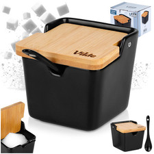 Zuckerdose Zuckerbehälter Zuckerschale aus Keramik schwarz 250 ml