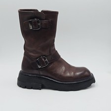 Damenschuhe Moma Gr. 37 Stiefeletten braun Leder Ruined Optik 42CN-37