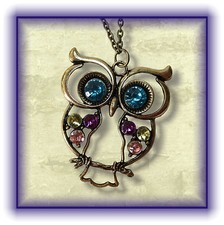 Halskette Kette Eule Eulenkette Uhu Owl Necklace Vintage Neu