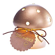 Geschenkset LED Pilz Glücksbringer Dekoration Porzellan 6 cm goldfarbend Deko