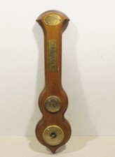  WS Wandwetterstation Holz/Messing  Barometer Hygrometter  Bastler/Sammler 