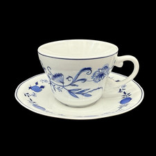 Wellco Design Zwiebelmuster: Kaffeetasse / Tasse mit Unterteller