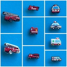 Schuhstecker/Shoe Charms/Anstecker KRANKENWAGEN/FEUERWEHR/POLIZEI/DREHLEITER