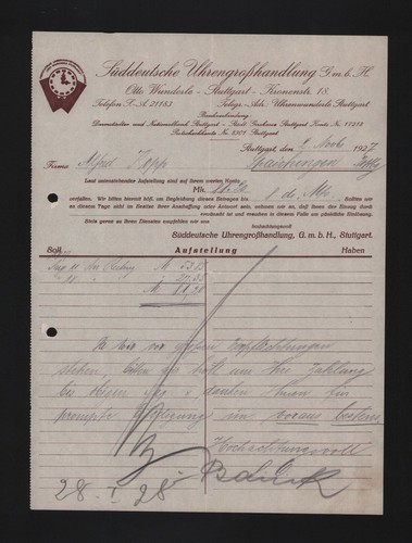Stuttgart brief 1927 - brief,