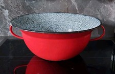 alte Emaille Schüssel mit Henkel Rot Ø 34 cm Email  BONYHAD Ungarn