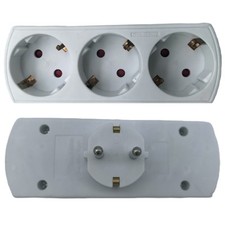 Dreifachstecker Mehrfachstecker Triple Stecker 3-fach Multi Horizontal weiß