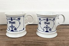 Julius Lange 2 x Kaffeebecher Teebecher Friesenbecher Indisch Blau Strohblume