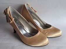 Emilia Shoes Damen Pumps - Goldfarben mit Schleife und Strass - Gr. 39 - NEU