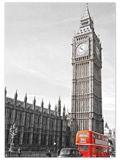 Wallario Teppich Fußmatte ab 50x70cm -Motiv London Red Bus England Big Ben roter