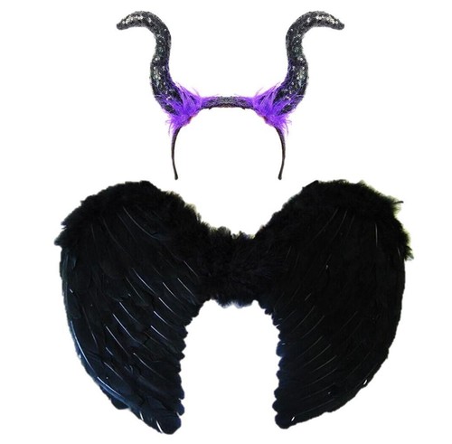 Schwarze hörner und flügel - schwarze,